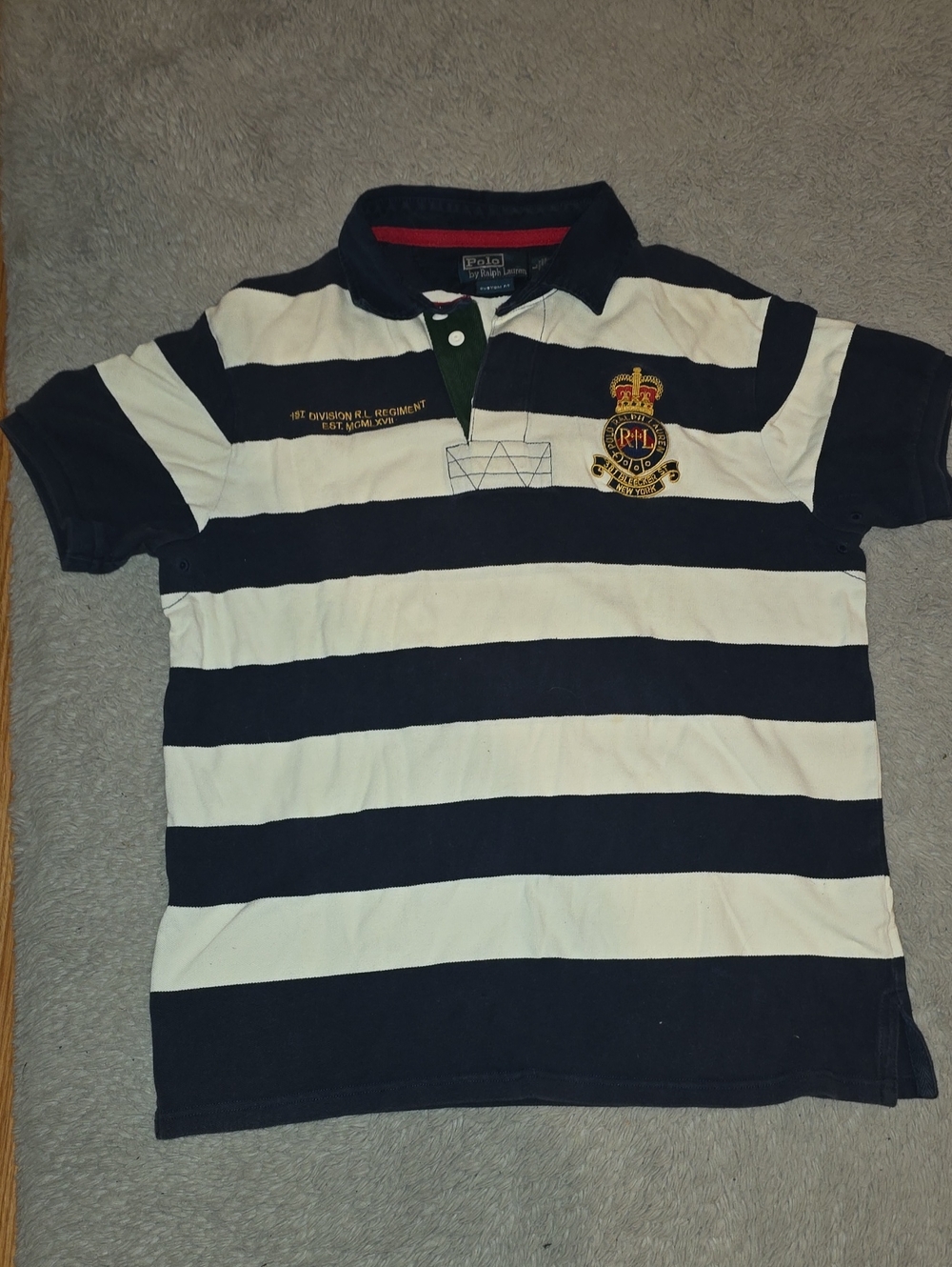 Polo by Ralph Lauren Navy & White Striped Rugby Polo